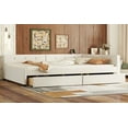 thumbnail image 5 of Queen Size Upholstered Platform Bed, Wood Bed Frame with Twin Size 2 Drawers and USB for Bedroom, Apartment, No Box Spring Needed, Beige, 5 of 5