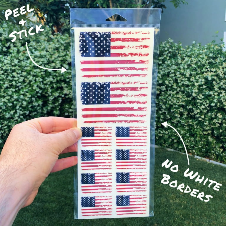  American Flag Decal 4 Pack: American Flag, Distressed American  Flag Decals (Large ~6, Black)