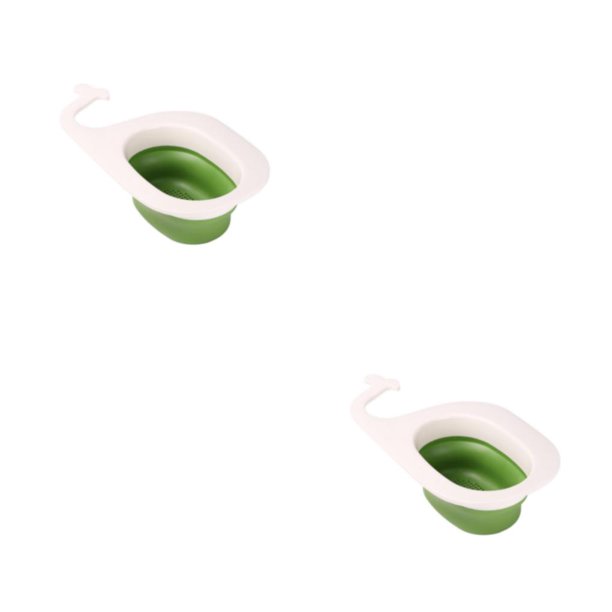 Moyic Cesta de drenaje Filtro de filtro de fregadero multifuncional Fácil de limpiar Utensilios de cocina plegables Escurridor colgante Blanco verde 2Conjunto