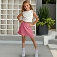 thumbnail image 3 of Girls Golf Skirt, Athletic Tennis Skirts with Shorts Solid Color High Waisted Skorts for Workout Knit Skirt Outfits 11Y, 3 of 9