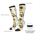 thumbnail image 5 of Picia Women Crew Soft Moisture-wicking Socks Sunflowers Leaves And Birds Pattern Design Cotton Socks, One Size fit All, 5 of 9