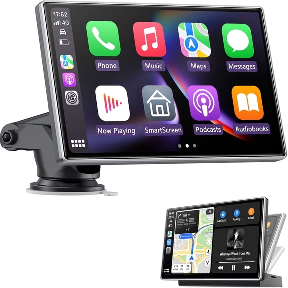 Wireless Carplay Screen for Car, Bluetooth, GPS Navigation, Android Auto, 7" Portable Car Play Screen
