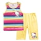 thumbnail image 4 of Hello Kitty-Chaleco a rayas de algodón para niñas, traje exterior informal para niños, cuello redondo sin mangas y pantalones cortos, conjunto de dos piezas, novedad de verano, 4 of 4