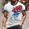 thumbnail image 4 of Men's Street Fashion Graphic Tee, Short Sleeve Casual Shirt with Vintage American Flag Design ,Light Blue 2XL, 4 of 5