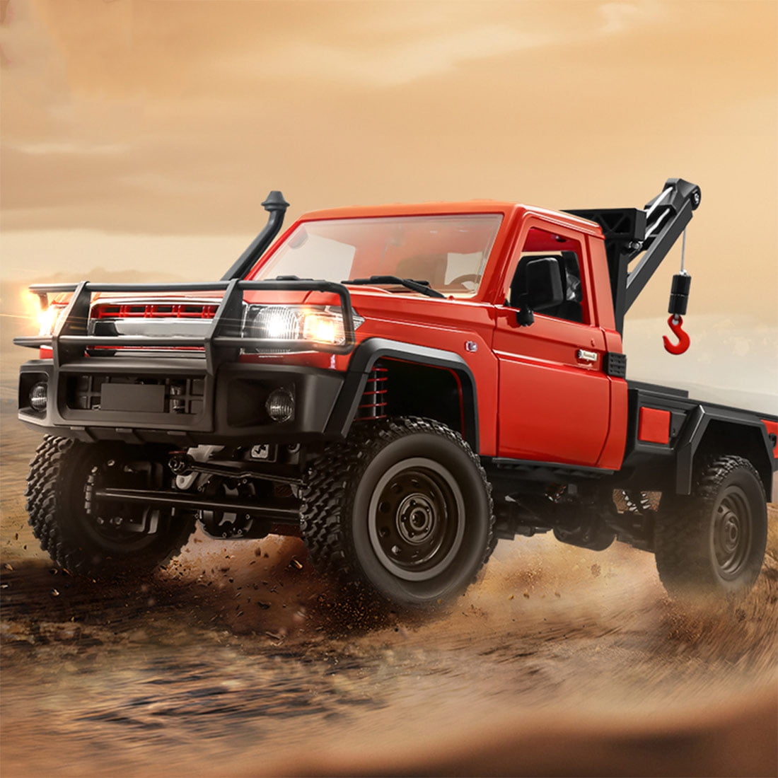 All-Terrain RC Crawler Car, 1/12 Scale 2.4G Full-proportional 4WD RC Climbing Car Engineering Vehicle with Functional Crane, Liftable Hook & 2-Speed, Collectible Gift for Adult(RTR Version)