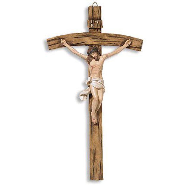 Religious Gifts Papal Crucifix - Catholic Resin Wall Hanging INRI Cross, 11 Inch