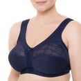 thumbnail image 2 of Wireless Plus Size Bra Wide Strap Unlined Minimizer Full Coverage 36 38 40 42 44 46 48 50 52 / C D E F G H I ( 44H, Navy), 2 of 3