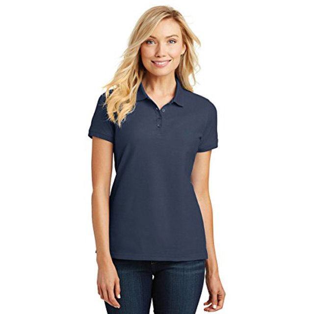 Port Authority &174; Polo Classique Piqué pour Femmes. L100 3TG Bleu Rivière Marine