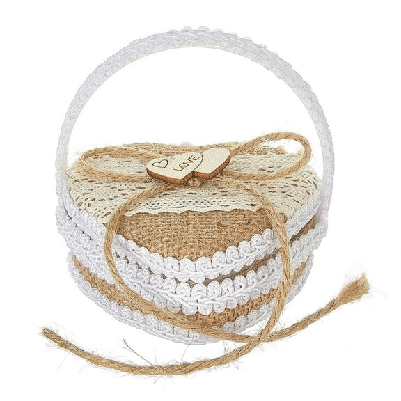 Wedding Rings Box, Heart Shaped Lace Jewelry Box, Candy Dish with Lid and Handle, Decorative Vintage Jewelry Organizer for Wedding Bridal Rings Holder