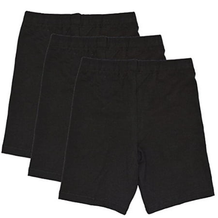 Girl's Cotton Biker Shorts Set Of 3 Pieces - Large (10) / Black