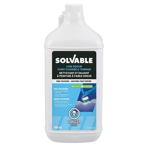 SOLVABLE® - Nettoyant et diluant à peinture à faible odeur, 946 mL