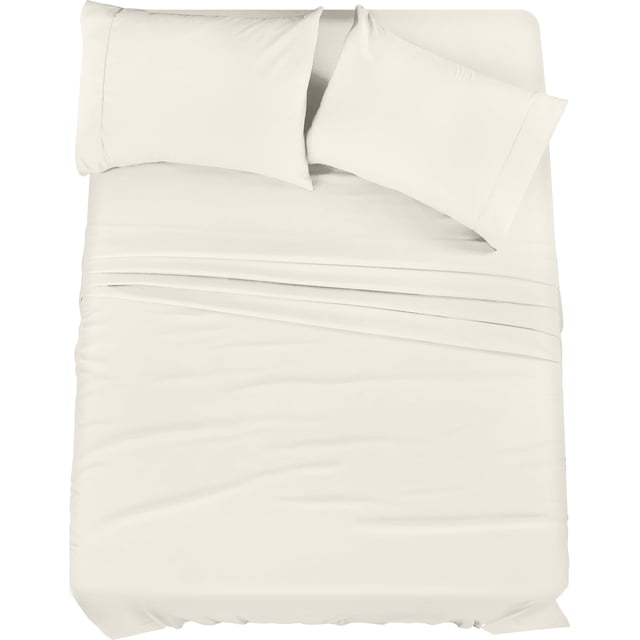 Juego de sábanas Utopia Bedding Queen de microfibra cepillada, color marfil