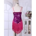 thumbnail image 6 of Zaldita Womens Sequins Tassel Flapper Ballroom Dress Asymmetric Fringe Tango Latin Dance Dress Rose One_Size, 6 of 7