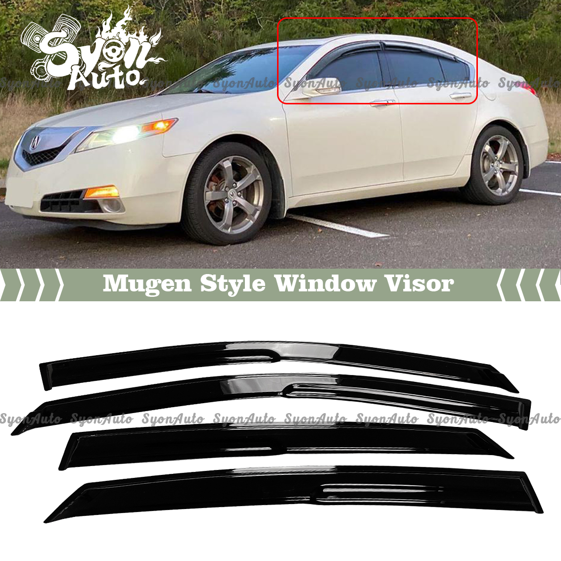 Fits 20092014 Acura TL 3D Wavy JDM Mugen Style Window Visor Rain Guard