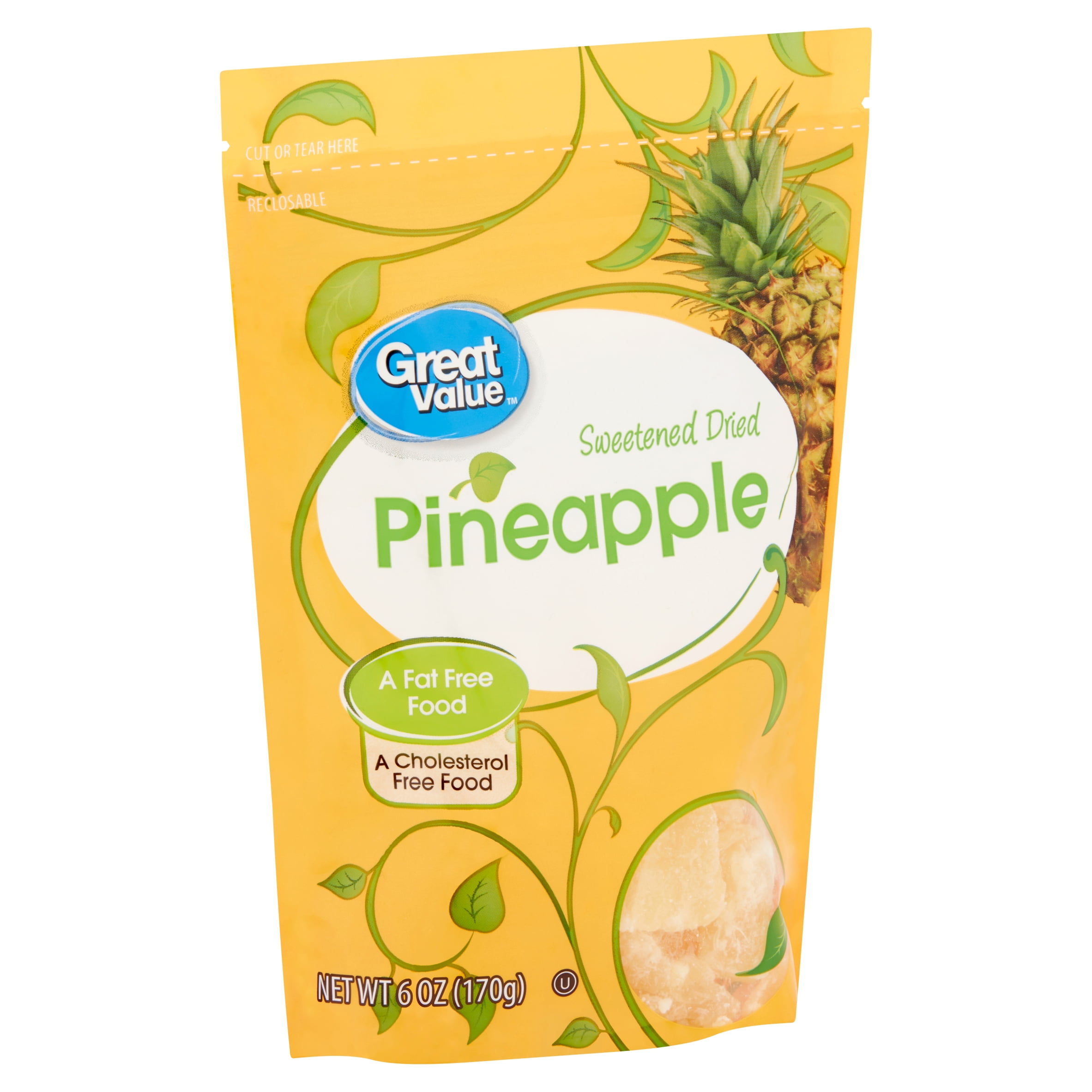 Great Value Dried Pineapple, Sweetened, 6 oz