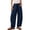 Navy, variant on Nfurl Pants for Women Trendy Summer Wide Leg Linen Pants with Pockets Casual Elastic Waist Drawstring Trousers for Beach Vacation Navy,S