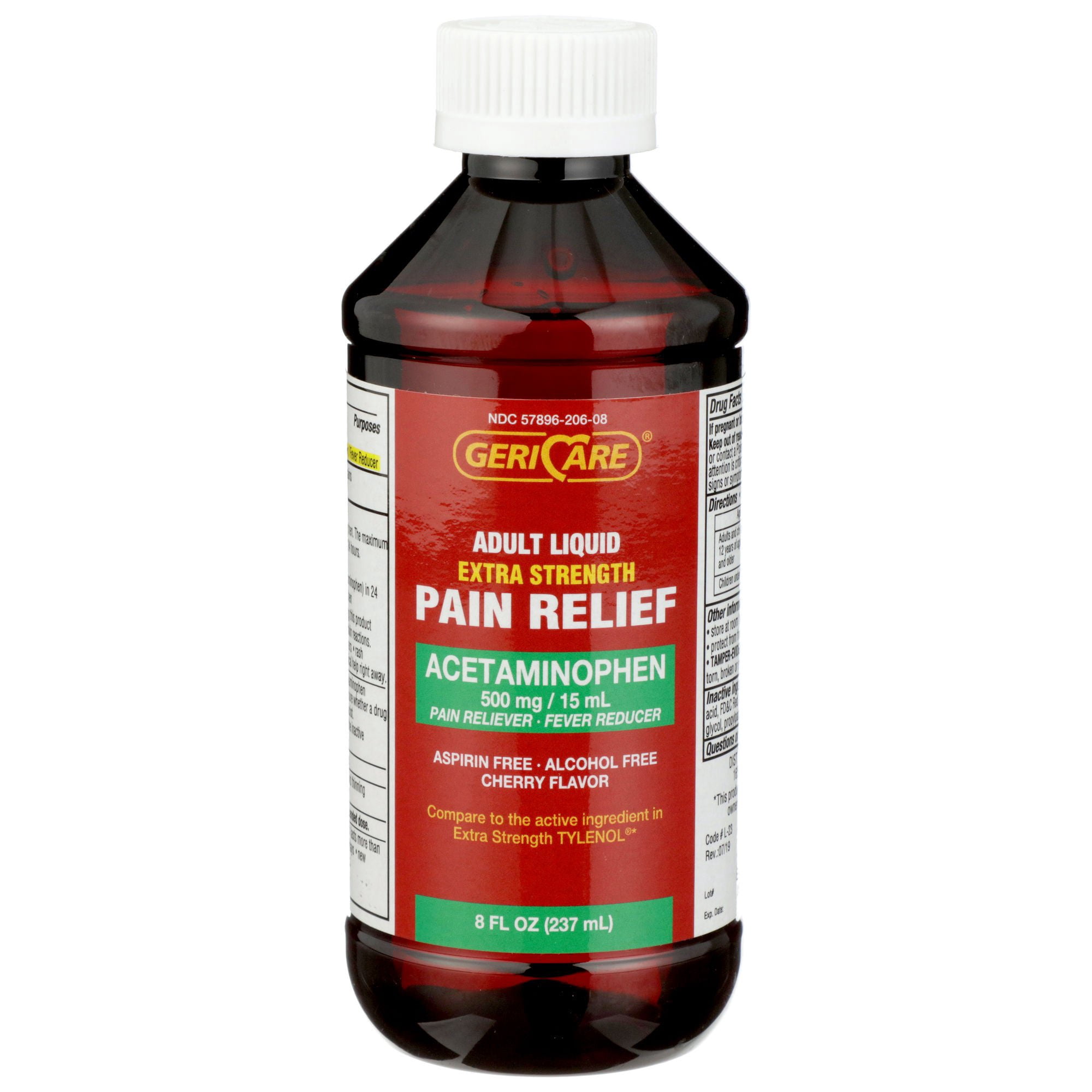 Geri-Care Acetaminophen Pain Relief Liquid, Cherry Flavor - 8 oz Bottle, 1 per Bottle