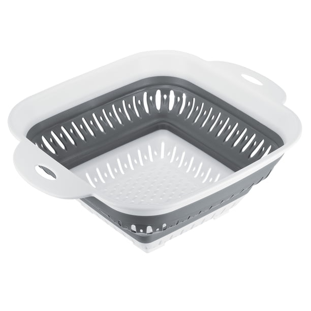Silicona Plegable Colador, Cuadrado Plegable Colador con Asas Silicona Alimentos Coladores para Drenaje Pasta Patatas Frutas Verduras-Gris
