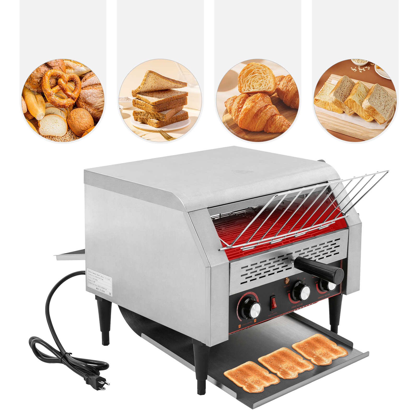 Silver Tabletop Electric Commercial Restaurant Industrial Conveyor Toaster 450 Slice/Hour 7Speed