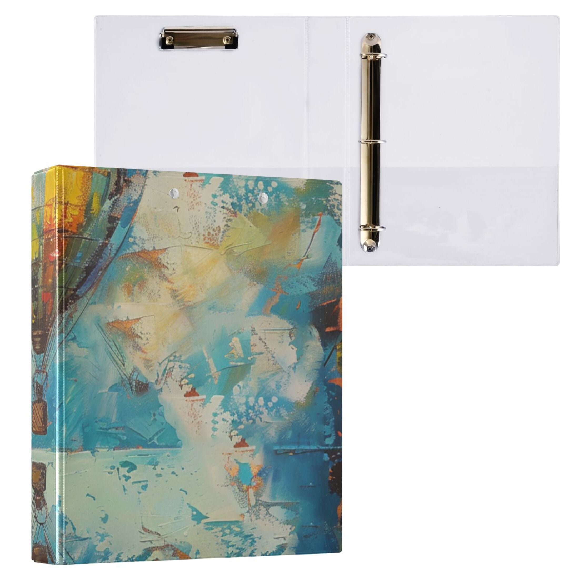 Hot Air Balloon 3 Ring Binders 1.5 inch Hardcover File Folders with Interior Pockets A4 Size Organizer for School Office Hospital