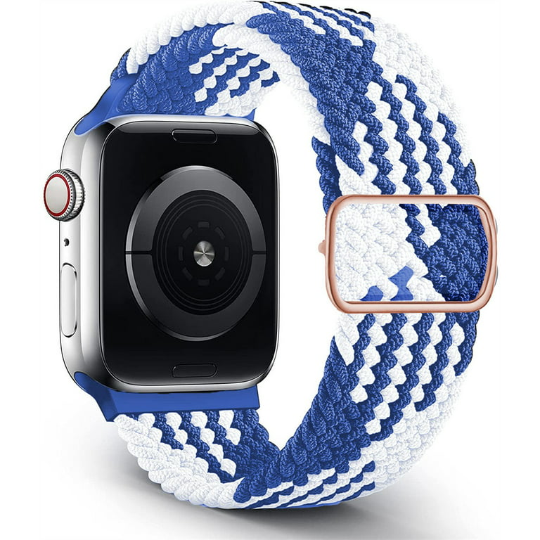Braided Solo Loop for Apple 5 38mm Watch Band 7 45mm 40mm 41mm iWatch 6 4 Belt Serie 42mm Nylon SE Bracelet 3 -blue 44mm Elastic white
