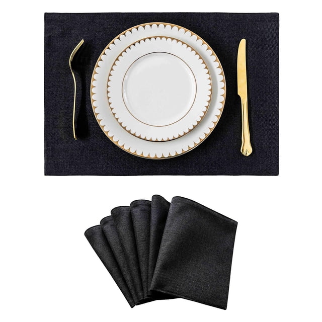 Nvzi Manteles individuales de lino, manteles para mesa de comedor, protectores de superficies,accesorios de decoración de cocina (juego de 6, tamaño 18,9 x 13 pulgadas, A02)