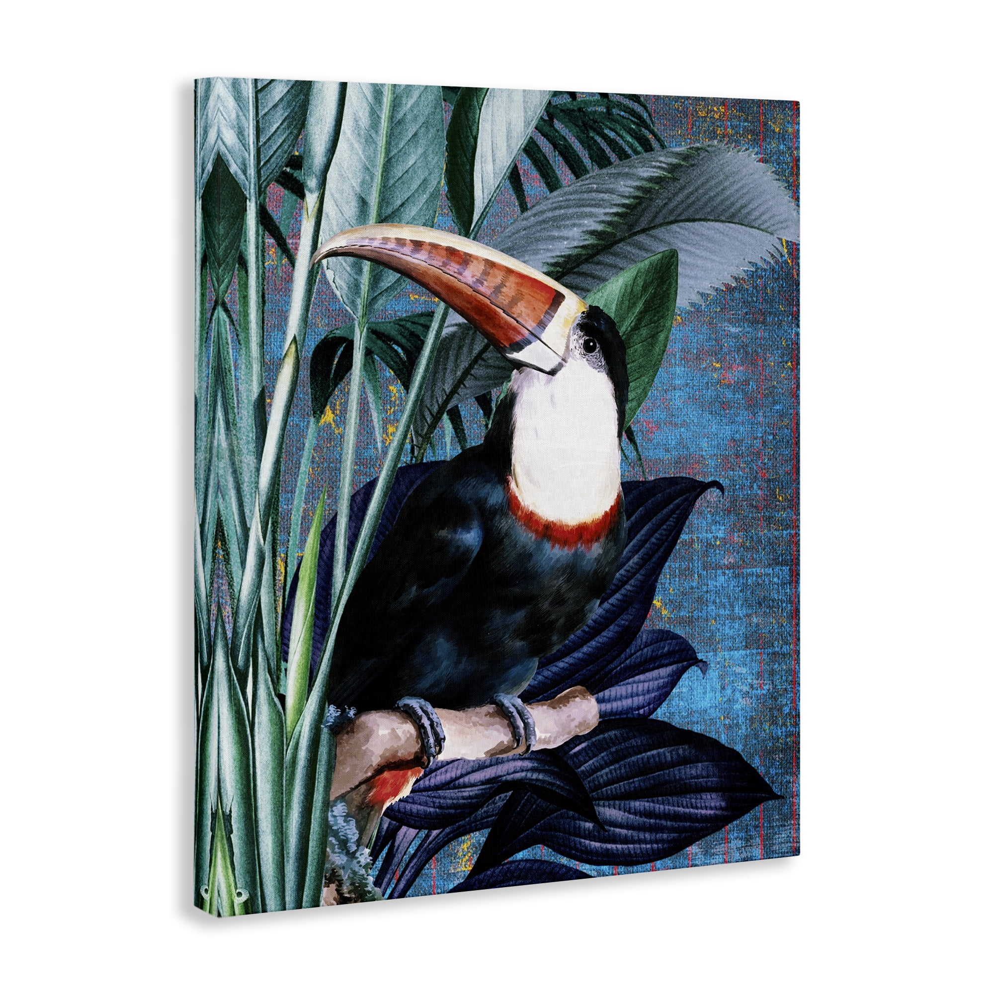 Stupell Industries Smiling Toucan on Branch Animals Painting Wrapped Canvas Art Print Wall Art, 16 x 20