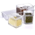 thumbnail image 5 of Rejilla transparente para condimentos, botes para especias, caja de condimentos acrílica de 4 piezas, recipiente de almacenamiento, tarros para condimentos, con tapa y cuchara, 5 of 5