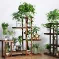 thumbnail image 3 of Outdoor Wood Plant Stand, Plant Display Multi Tier Flower Shelves Stands, Garden Flower Plant Shelf Rack Holder in Corner Living Room Balcony Patio Yard with Free Gardening Tools, 3 of 8