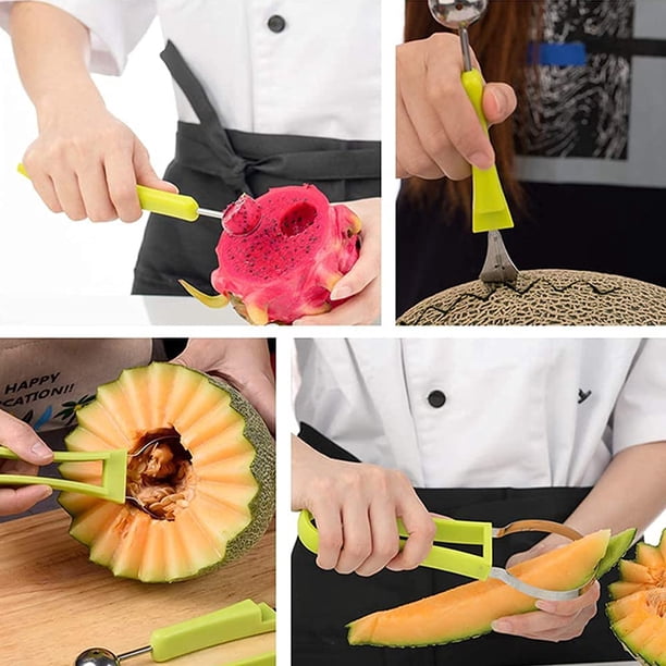 Ensemble 2 Outils Sculpture Fruits - Cuillère Boule Et Couteau Dentelé En Inox, Pour Assiettes Fruits Et Décor Ensemble Sculpture Légumes