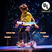 SISIGAD Hoverboard with Bluetooth Speaker and LED Lights, All-Terrain Two-Wheel Self Balancing Flash Wheel Electric Scooter