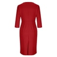 thumbnail image 6 of Ahabrexf Long Sleeve Casual Dress for Women, Solid Waisted 3/4 Sleeve Round Neck Dress, Polyester Loose Fit, 6 of 7
