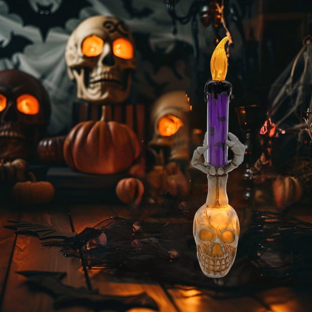 Luces de Velas de Halloween Luces de Candelabros Accesorios de Decoración de Halloween Luces de Mano de Esqueleto Luces de Mano de Fantasma de Halloween Adornos
