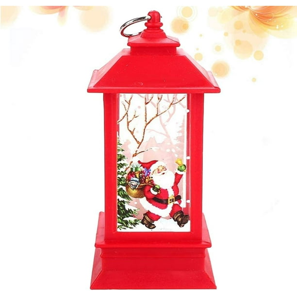 Farol de Papá Noel, farol de Navidad, candelabro a prueba de viento, farol de vela, decoración de mesa de Navidad rústica, rojo
