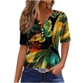 thumbnail image 2 of Nrmvnmi Womens 3/4 Sleeve T-Shirts V Neck Buttons Tops Basic Tee Floral Prints Blouse Loose Fit Pullover Summer Shirts 2024 Mothers Day Gifts, 2 of 5