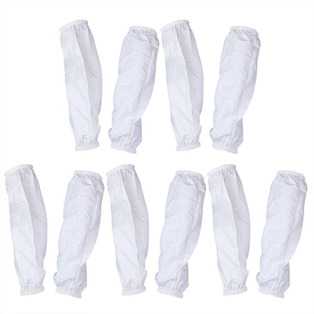 5 Pairs Waterproof Oilproof Reusable PU Arm Sleeves Cover for Adults Home Office (White)