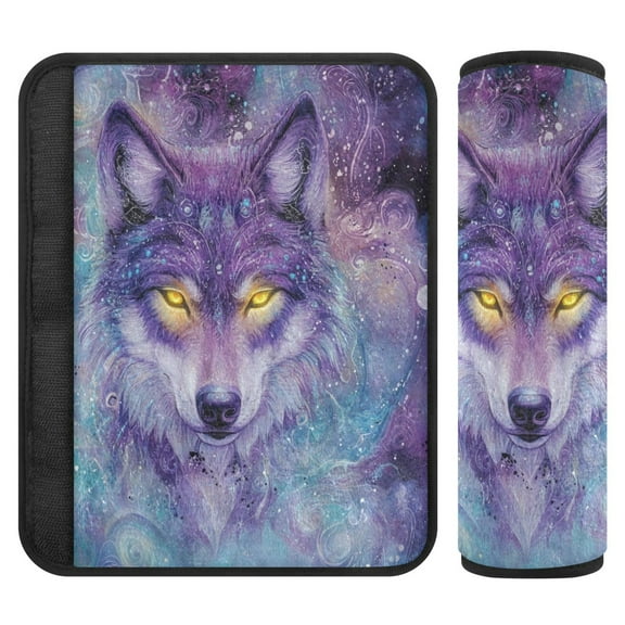 WOBOGO Beautiful Fantasy Wolf Seat Belt Cover 2 Piece Soft Comfort Driving Shoulder Pad Suitable for All Cars and Backpacks