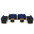 thumbnail image 2 of Costway 8 PCS Wicker Patio Furniture Set with Removable Cushions Storage Coffee Table Navy, 2 of 10