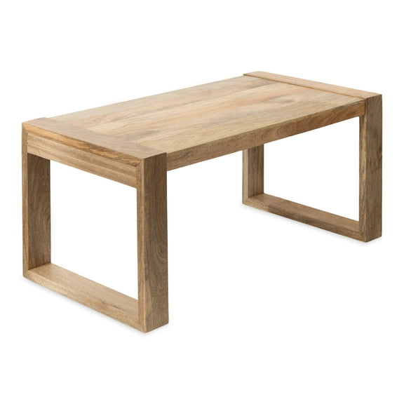 Kate and Laurel Dhillion Rectangle Mango Wood Coffee Table, 36 x 20 x 18, Natural Brown, Transitional Geometric Living Room Table with Chunky Design and Wooden Slab Top