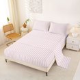 thumbnail image 2 of Castle Fairy Soft Abstract Vertical Strip Bed Sheets 4-Piece,Watercolor Linear Motif Full Size Sheets,White Pastel Pink,1 Flat Sheet, 1 Fitted Sheet and 2 Pillowcases, 2 of 7