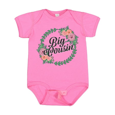 

Inktastic Big Cousin with Flower Circle Gift Baby Girl Bodysuit