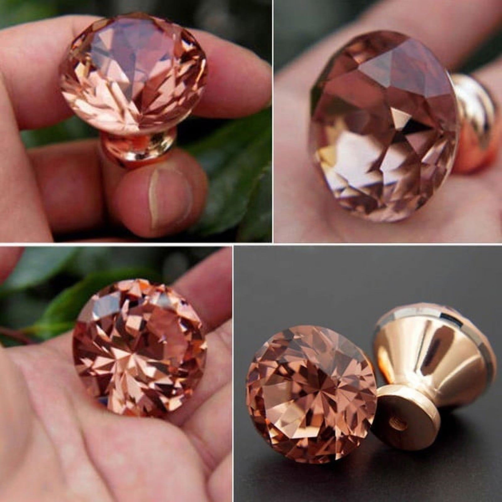 Crystal Glass Cabinet Knobs 30mm Diamond Shape Drawer Kitchen Cabinets Dresser Cupboard Wardrobe Pulls Handles