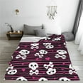 thumbnail image 5 of Salouo skull with hearts Print Bed Blankets, Flannel Blanket Comfortable Air Conditioning Blanket Lightweight Blanket for Sofa Bed Travel & Couch-40"x30", 5 of 7