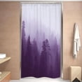thumbnail image 2 of Small Stall Purple Shower Curtain for Bathroom Decor 36Wx72H Narrow Half Rv Nature Mens Misty Tree Mountain Foggy Woodland Art Printed Fabric Polyester Waterproof 6 Pack Plastic Hooks, 2 of 6