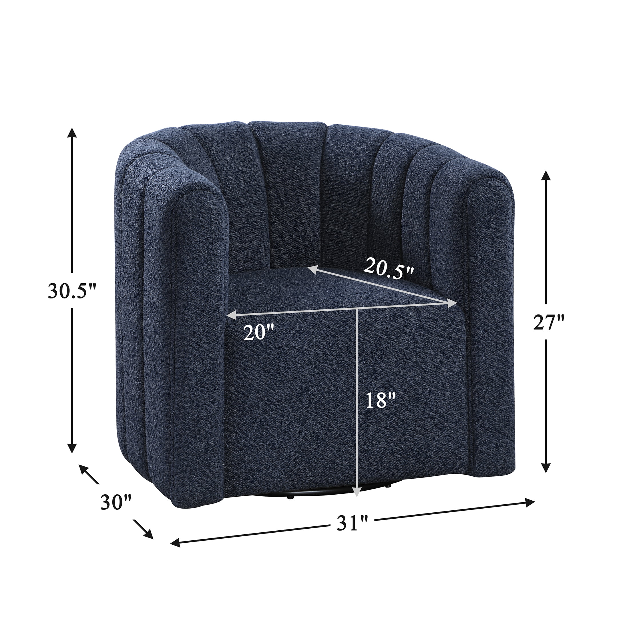 OakvillePark Rivermount Boucle Barrel Swivel Chair with Ottoman, Blue