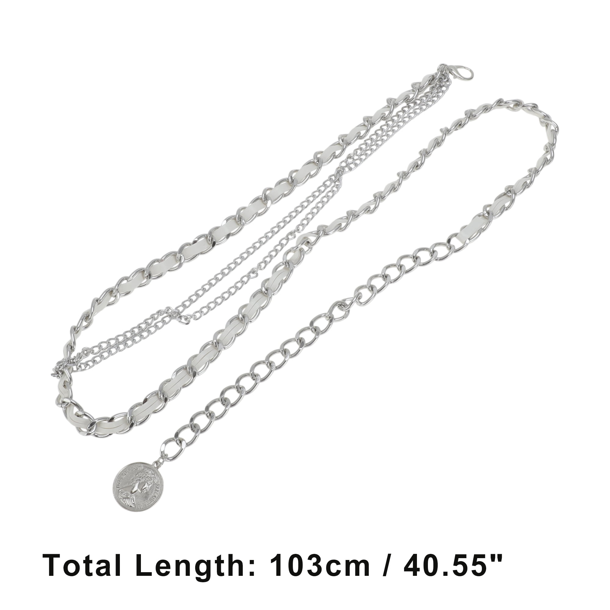 Unique Bargains Elegant Waist Chain with Adjustable Clasp Design 1 Pc White, Silver Tone