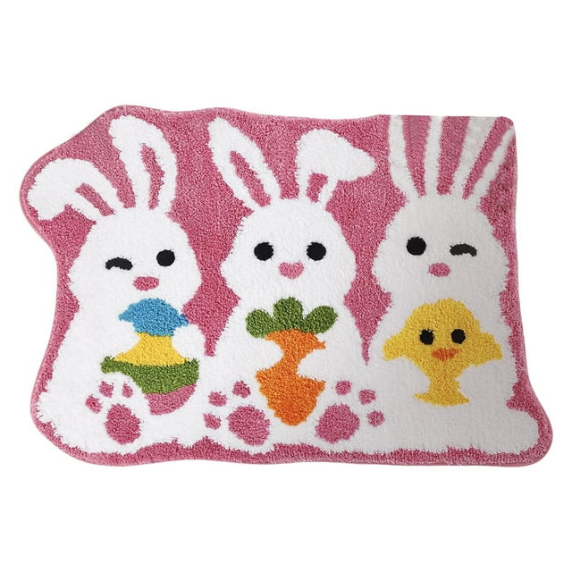Binwennn Area Rug And Set Throw Couch Blanket Preppy Blanket for Bed Easter Bunny Bathroom Carpet Spring Tufted Absorbent Bath Mat Suitable For Bathroom Shower Bathtub Kitchen Area Carpet