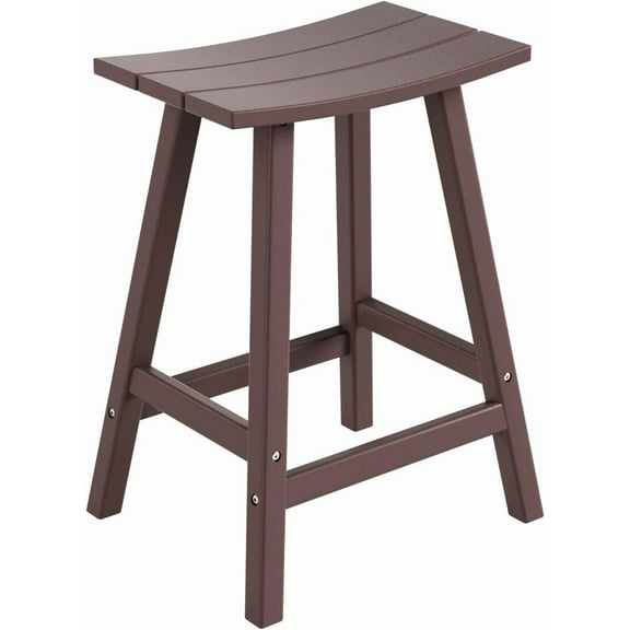 ZYPPP Furniture Saddle Stool 24"-Inch Adirondack HDPE Backless Patio Kitchen Counter Stool Seat (Dark Brown)