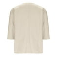 thumbnail image 5 of Viluyesy Women's 3/4 Sleeves T-Shirt V-Neck Shirt Tops Fashionable Cotton Loose Blouse Beige Size M, 5 of 7
