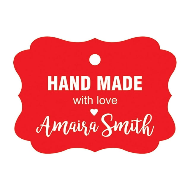 100 PCS Hand Made with Love Custom Made Hang Tags Personalized Wedding Favor Gift Paper Tags
